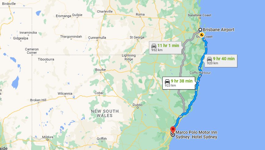 Planning a road trip from Queensland to Sydney