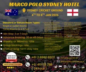 Cricket Match in Sydney: 4–8 Jan 2026 26 Cricket Match in Sydney